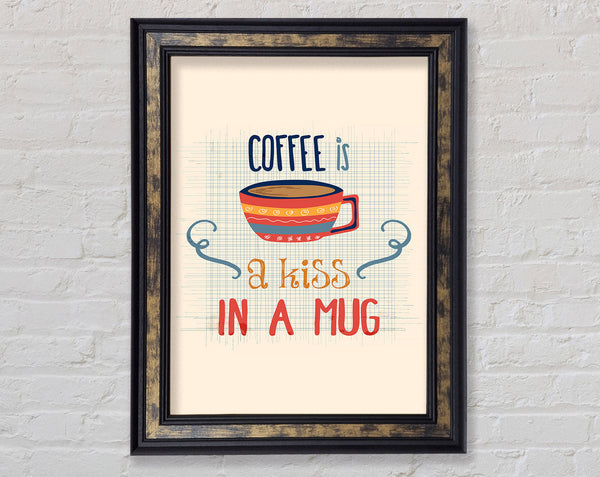 Coffee Is A Kiss In A Mug Framed Print