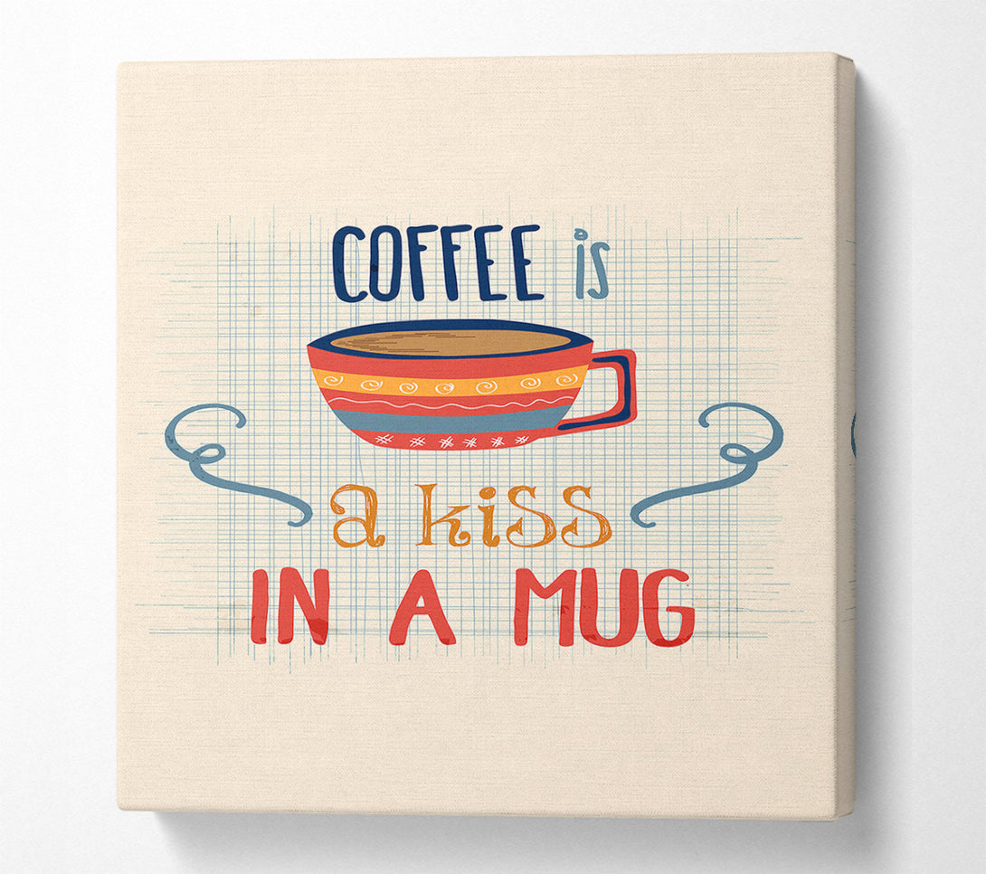  A Canvas Print of Coffee Is A Kiss In A Mug Canvas Wall Art
