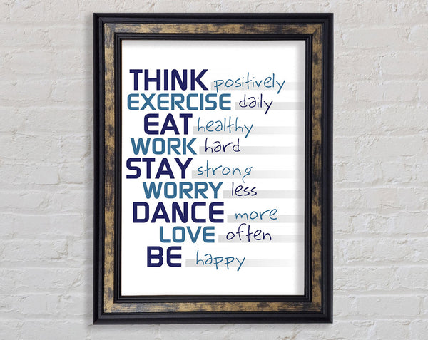 Think Exercise Eat Framed Print