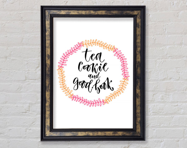 Tea Cookie And A Good Book Framed Print