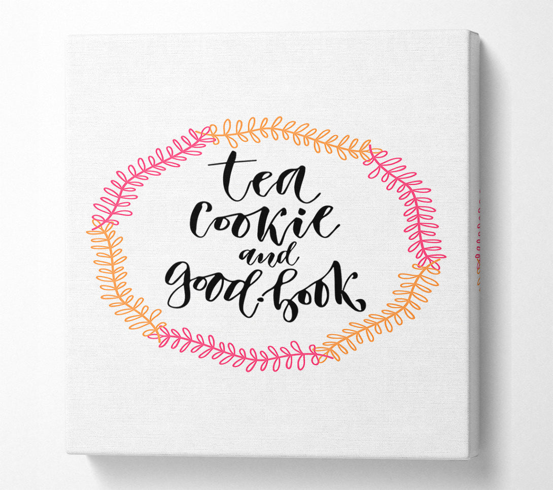  A Canvas Print of Tea Cookie And A Good Book Canvas Art