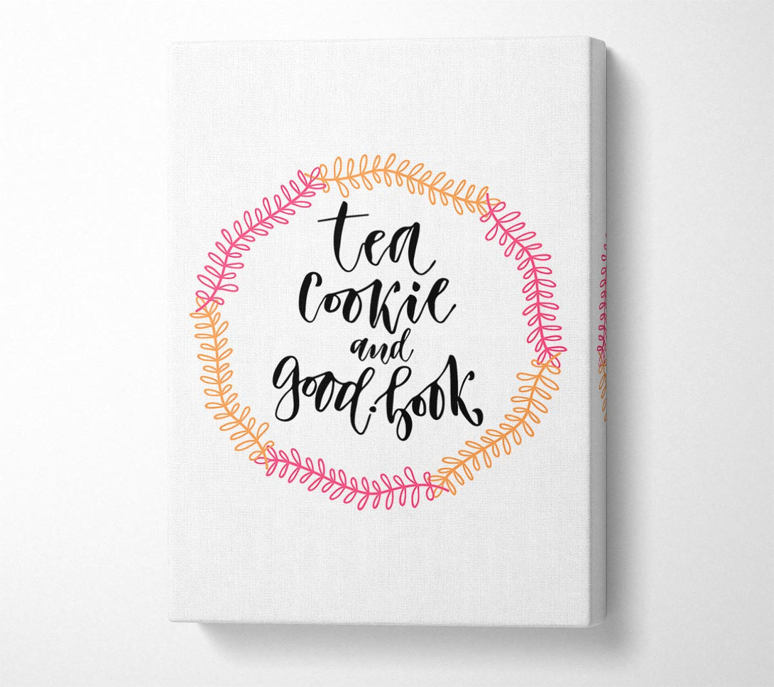  A Canvas Print of Tea Cookie And A Good Book Canvas Art