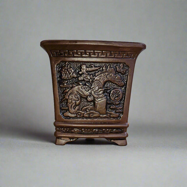 25cm Premium Unglazed Bonsai Pot | Cascade | 25cm x 25cm x 23cm | Brown