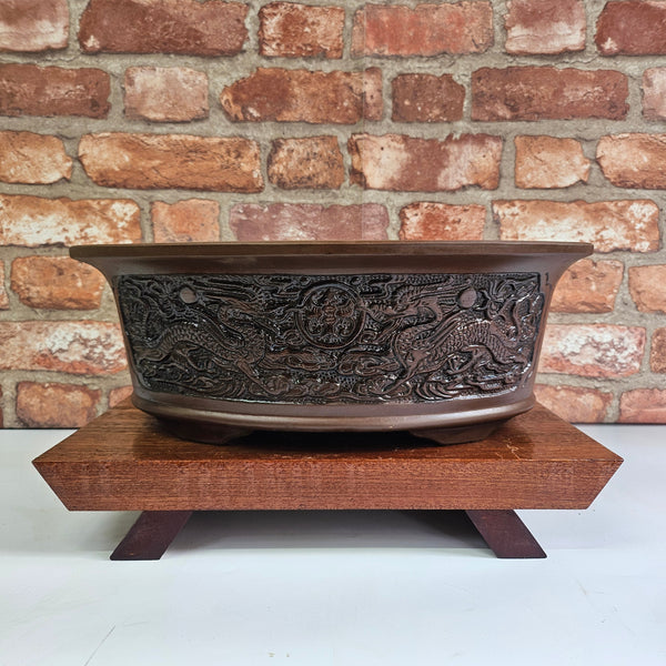 46cm Premium Unglazed Bonsai Pot | Oval | 46cm x 34cm x 16cm | Brown