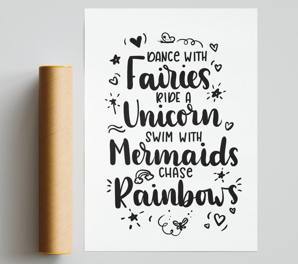 Dance With Fairies Ride A Unicorn Giclee Print