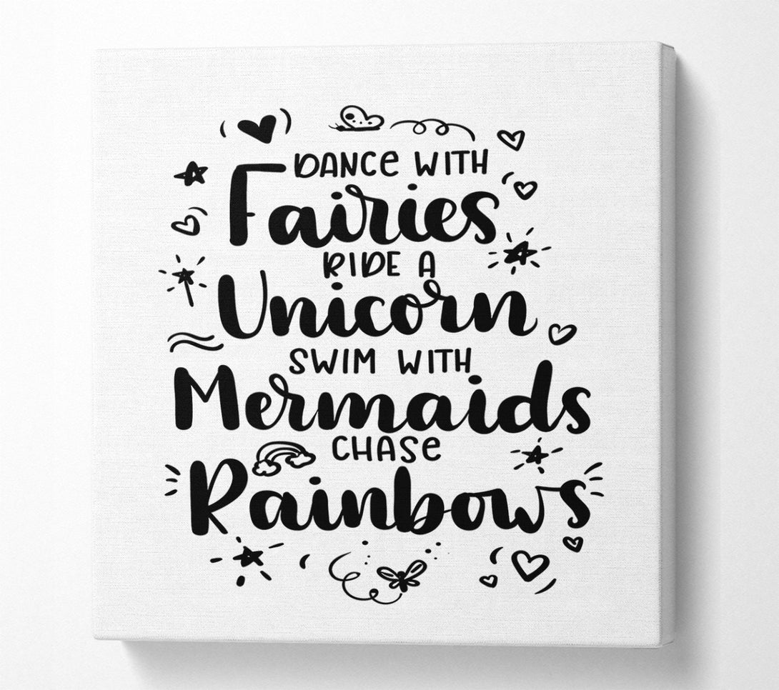  A Canvas Print of Dance With Fairies Ride A Unicorn Canvas Print