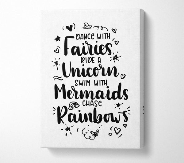  A Canvas Print of Dance With Fairies Ride A Unicorn Canvas Print