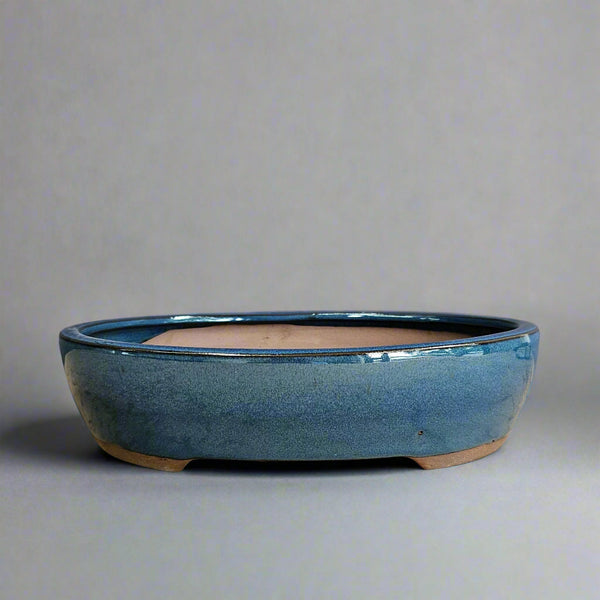 33cm Glazed Bonsai Pot | Oval | 33cm x 26cm x 7cm | Blue