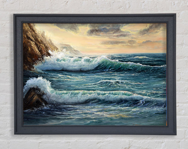 Lapping Of The Ocean waves Framed Print