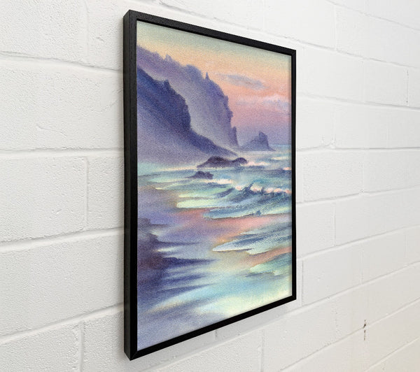 Ocean Waves Against The Mountain Rocks