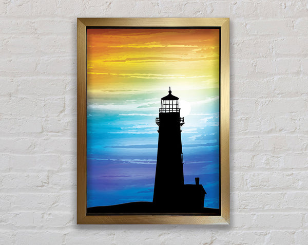 Lighthouse Rainbow Skies Framed Print