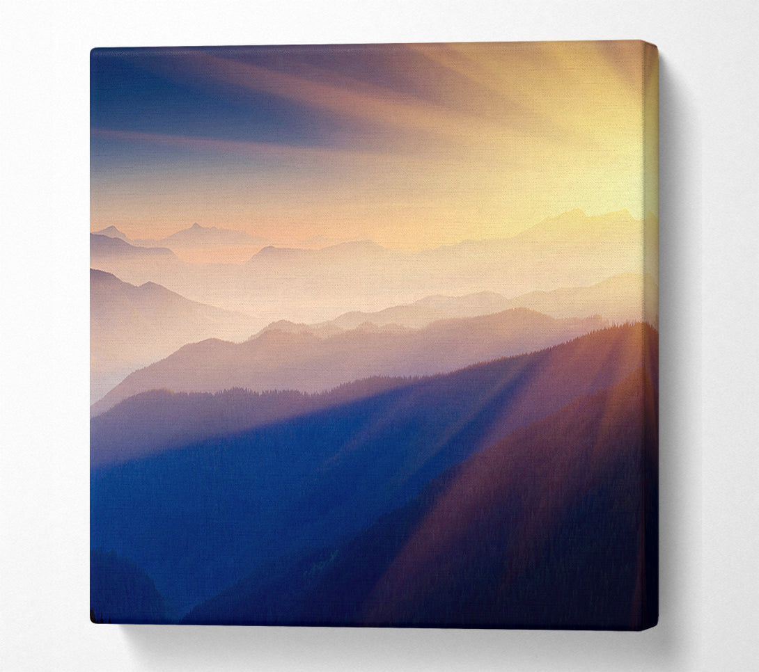  A Canvas Print of Misty Sunrise Mountains Canvas Art