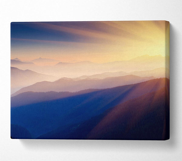  A Canvas Print of Misty Sunrise Mountains Canvas Art
