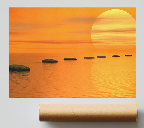 Pebbles To The Tranquil Sun Print