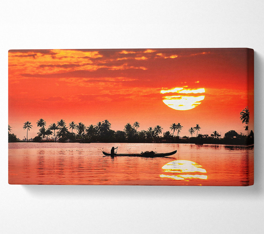  A Canvas Print of Red Sun Reflections Canvas Print
