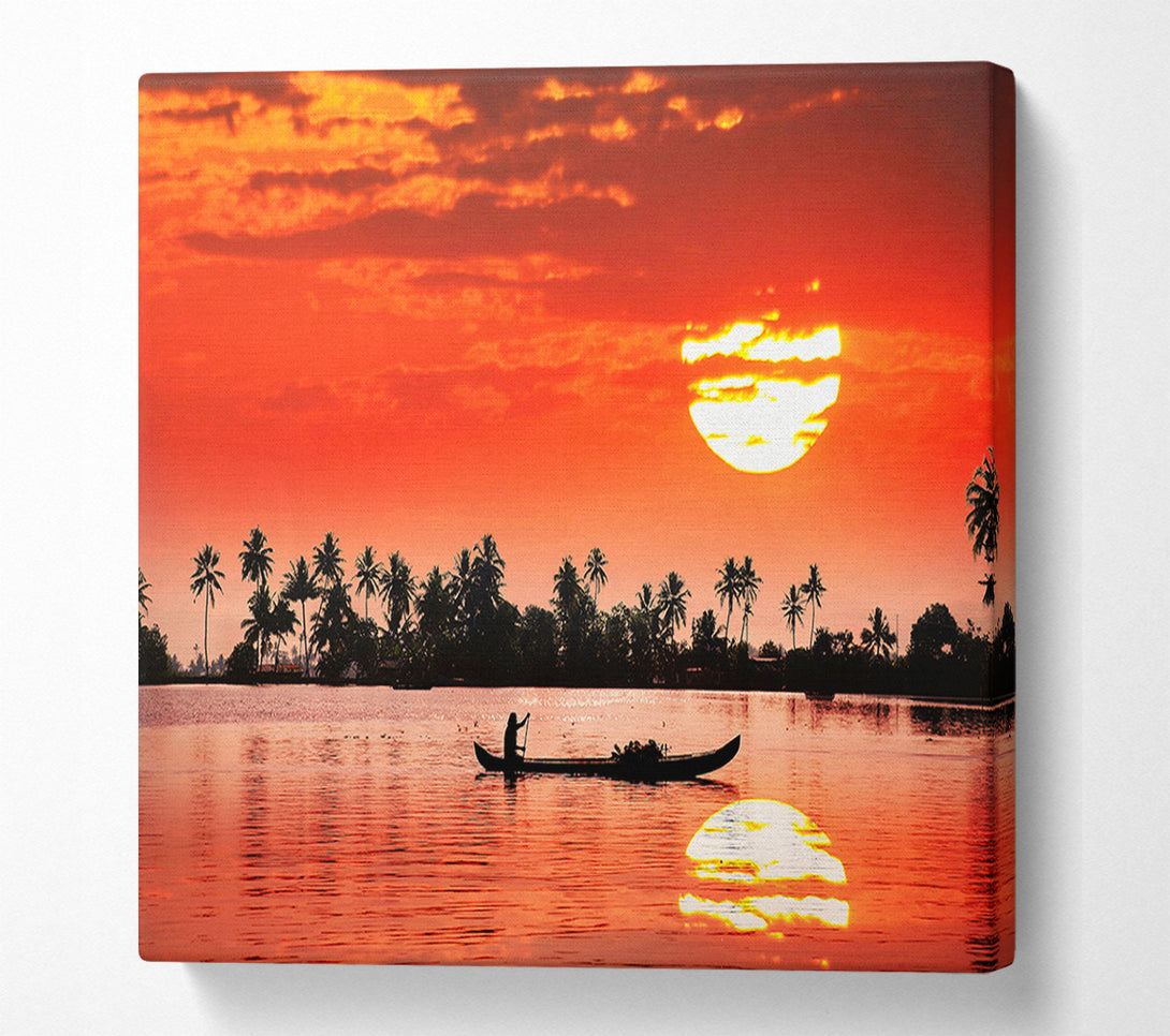  A Canvas Print of Red Sun Reflections Canvas Print