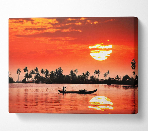  A Canvas Print of Red Sun Reflections Canvas Print