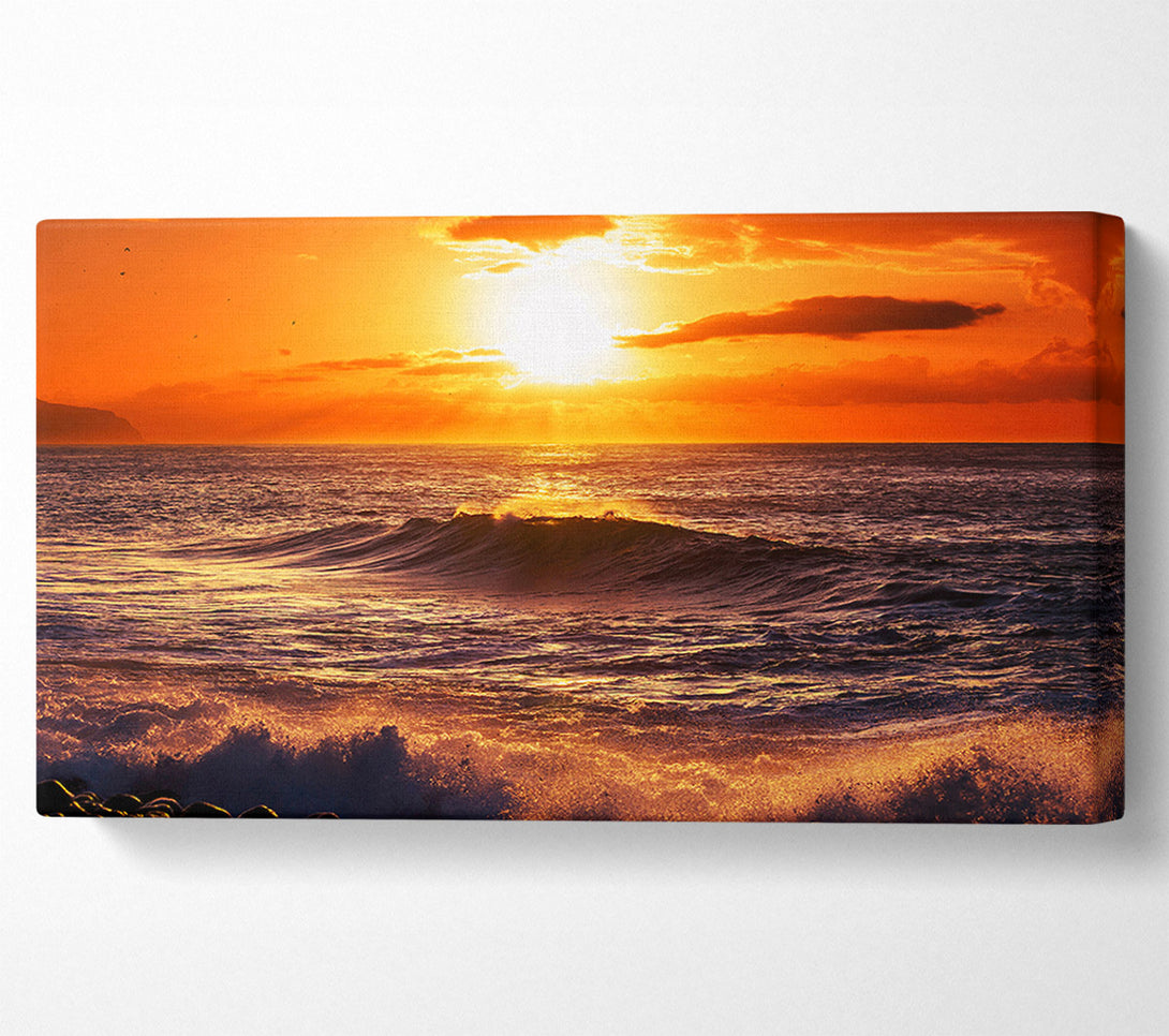  A Canvas Print of Sun Blaze Waves Canvas Print