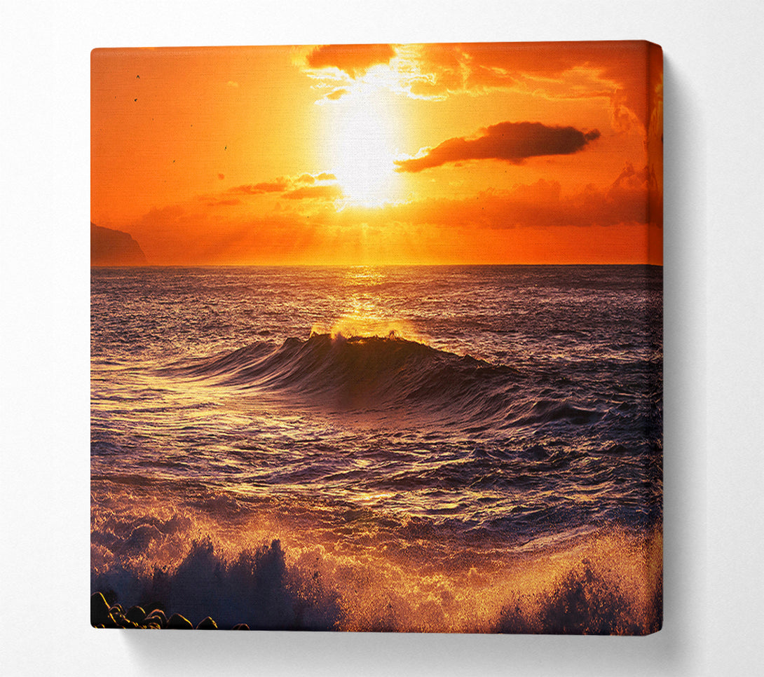  A Canvas Print of Sun Blaze Waves Canvas Print
