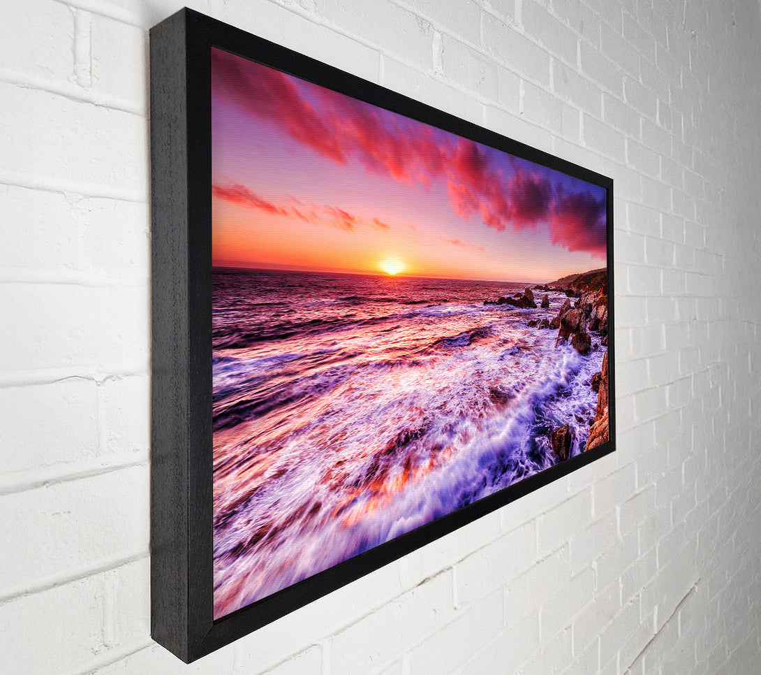  A Canvas Print of Pink Ocean Waves Canvas Wall Art