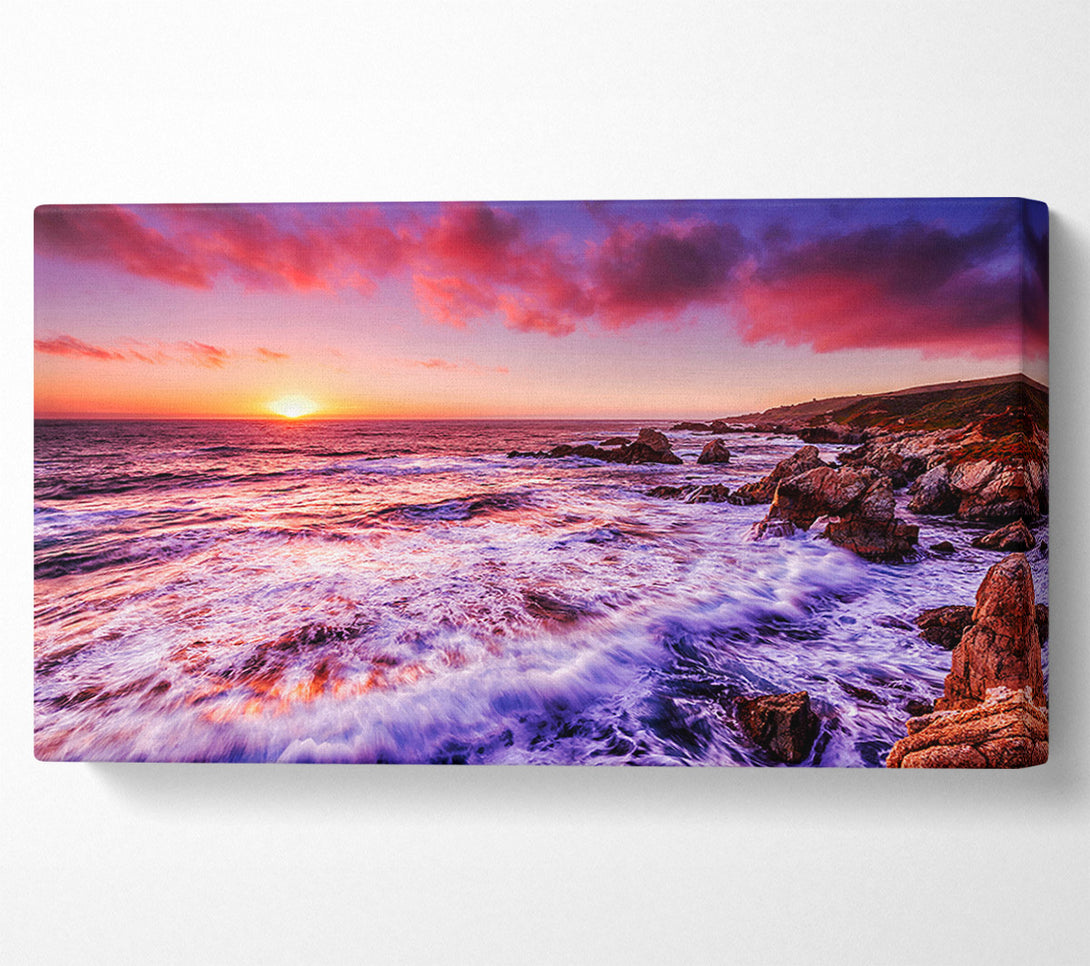  A Canvas Print of Pink Ocean Waves Canvas Wall Art