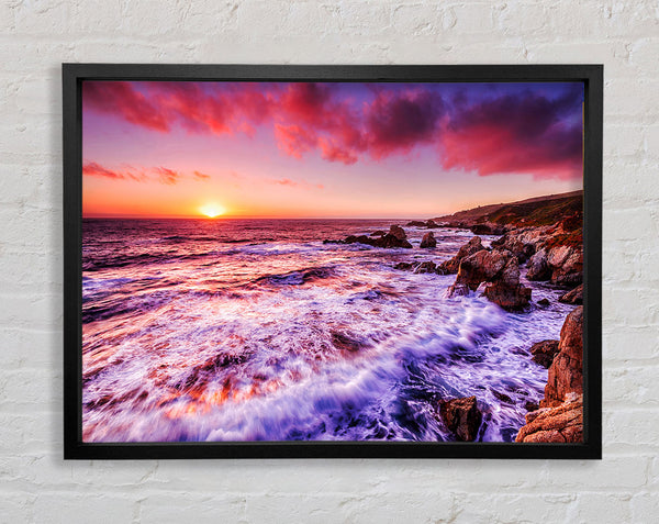 Pink Ocean Waves Framed Print