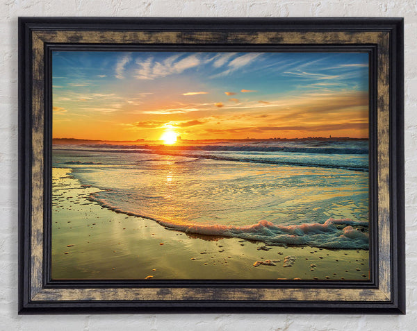 Waves Of The Sunset Ocean Framed Print