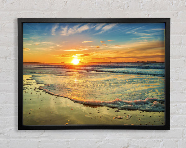 Waves Of The Sunset Ocean Framed Print
