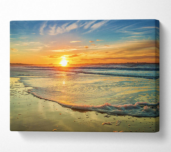  A Canvas Print of Waves Of The Sunset Ocean Canvas Print