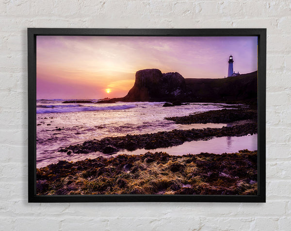 Purple Lighthouse Watch Framed Print