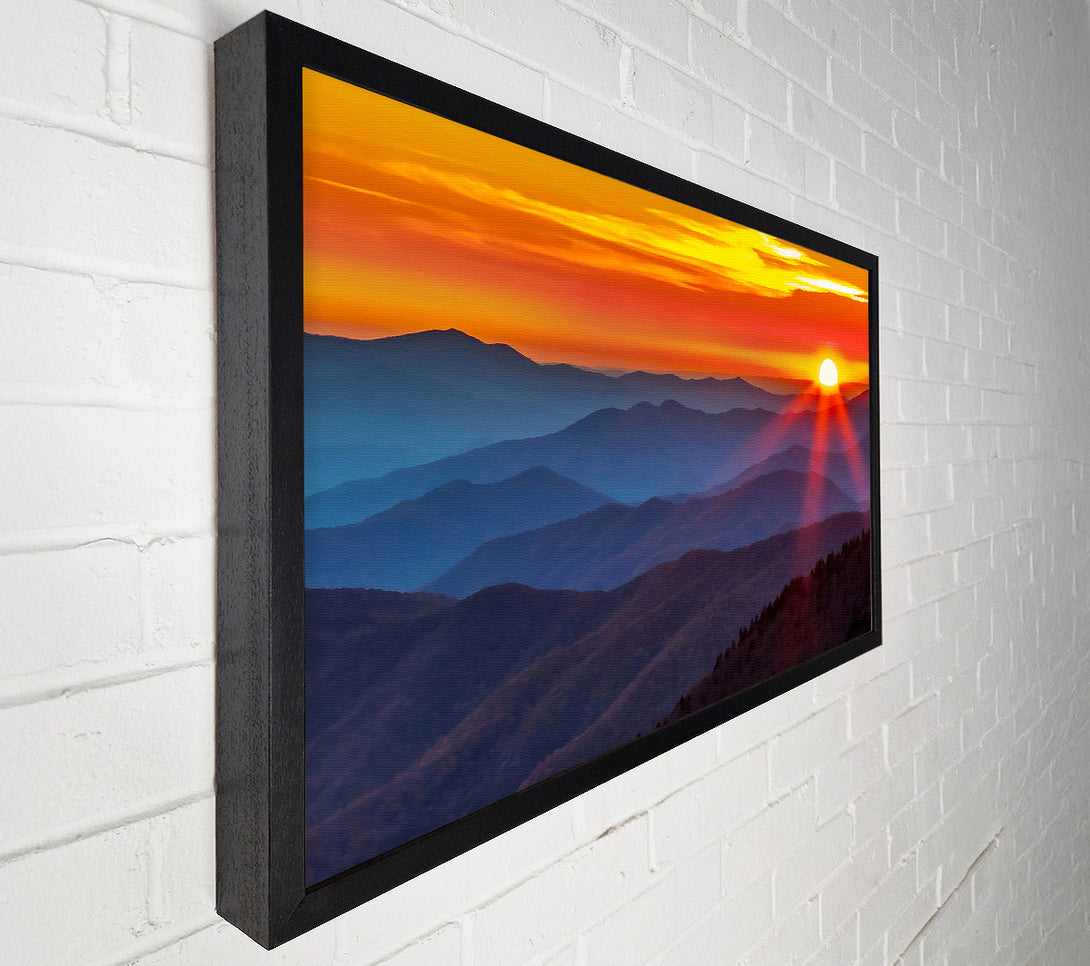  A Canvas Print of Blue Misty Mountain Sun 3 Canvas Wall Art