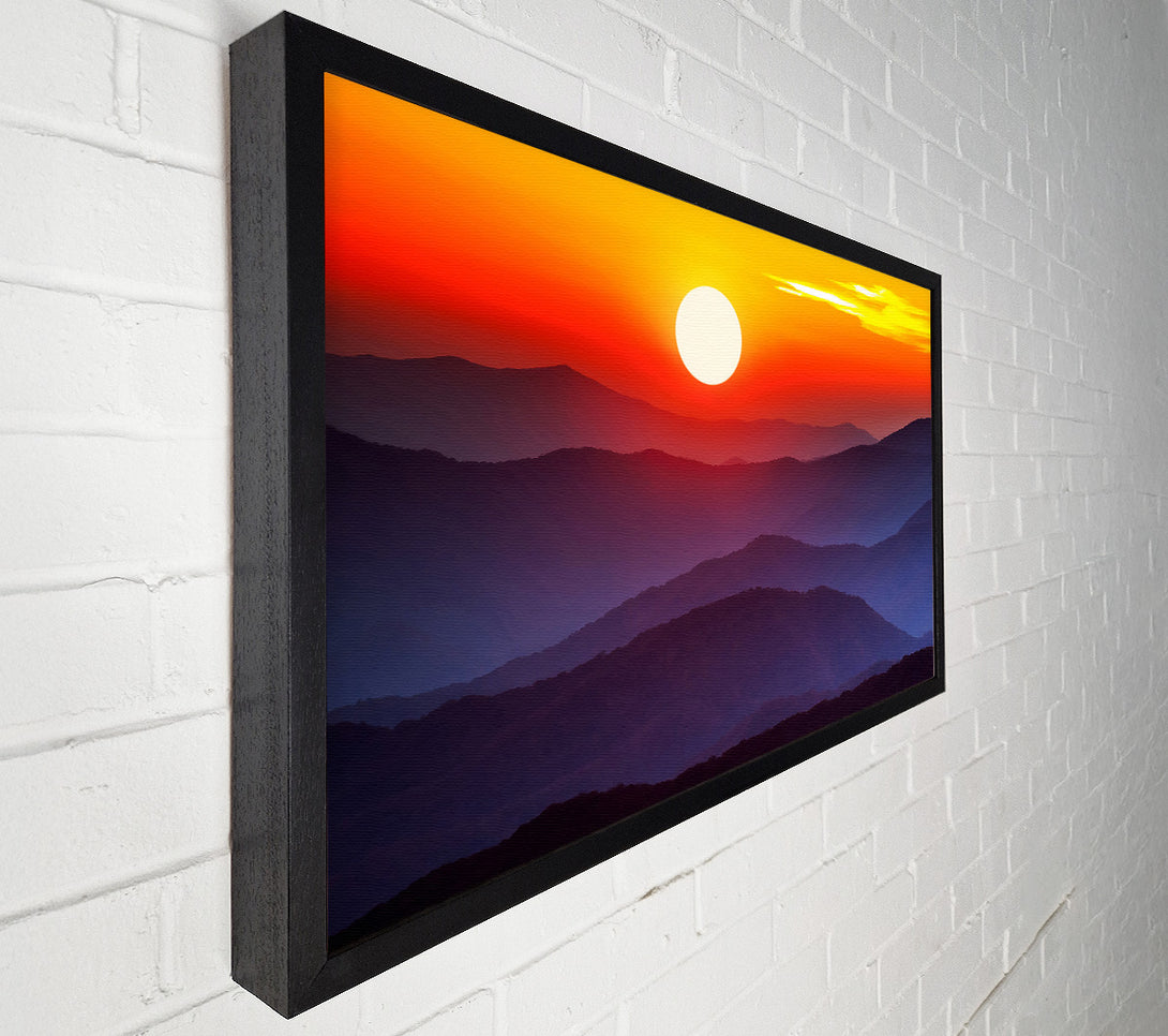  A Canvas Print of Blue Misty Mountain Sun 2 Canvas Wall Art