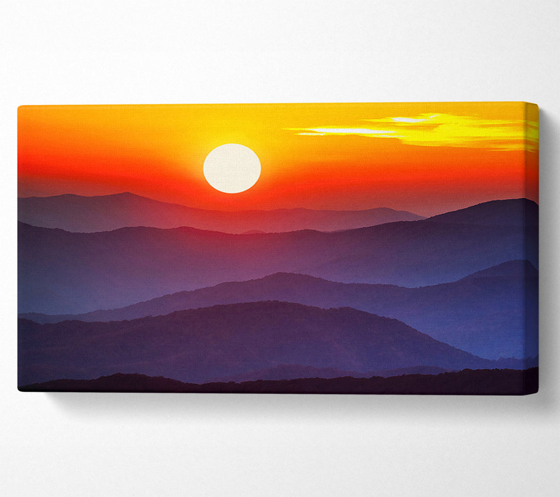 A Canvas Print of Blue Misty Mountain Sun 2 Canvas Wall Art