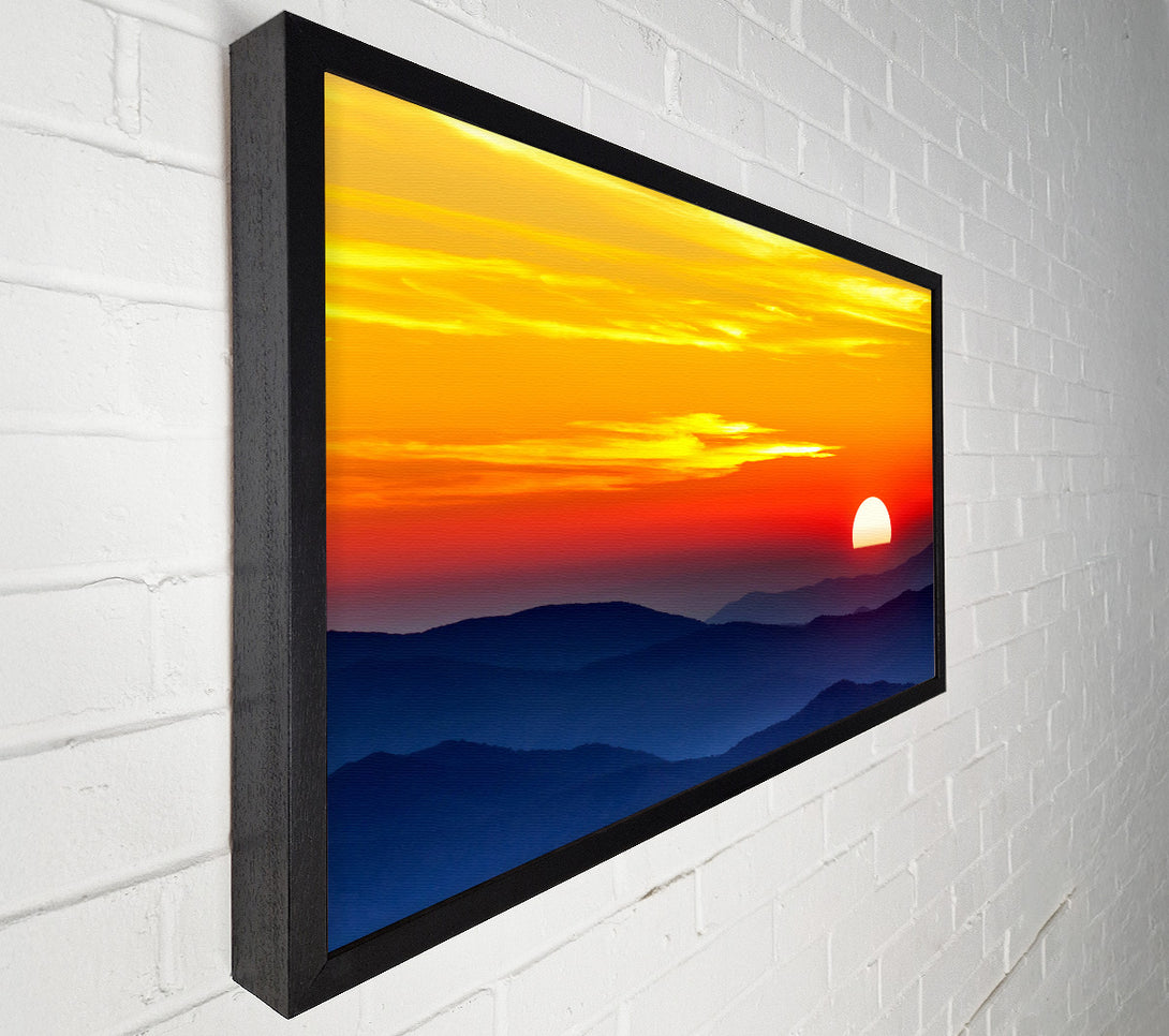  A Canvas Print of Blue Misty Mountain Sun 1 Canvas Print