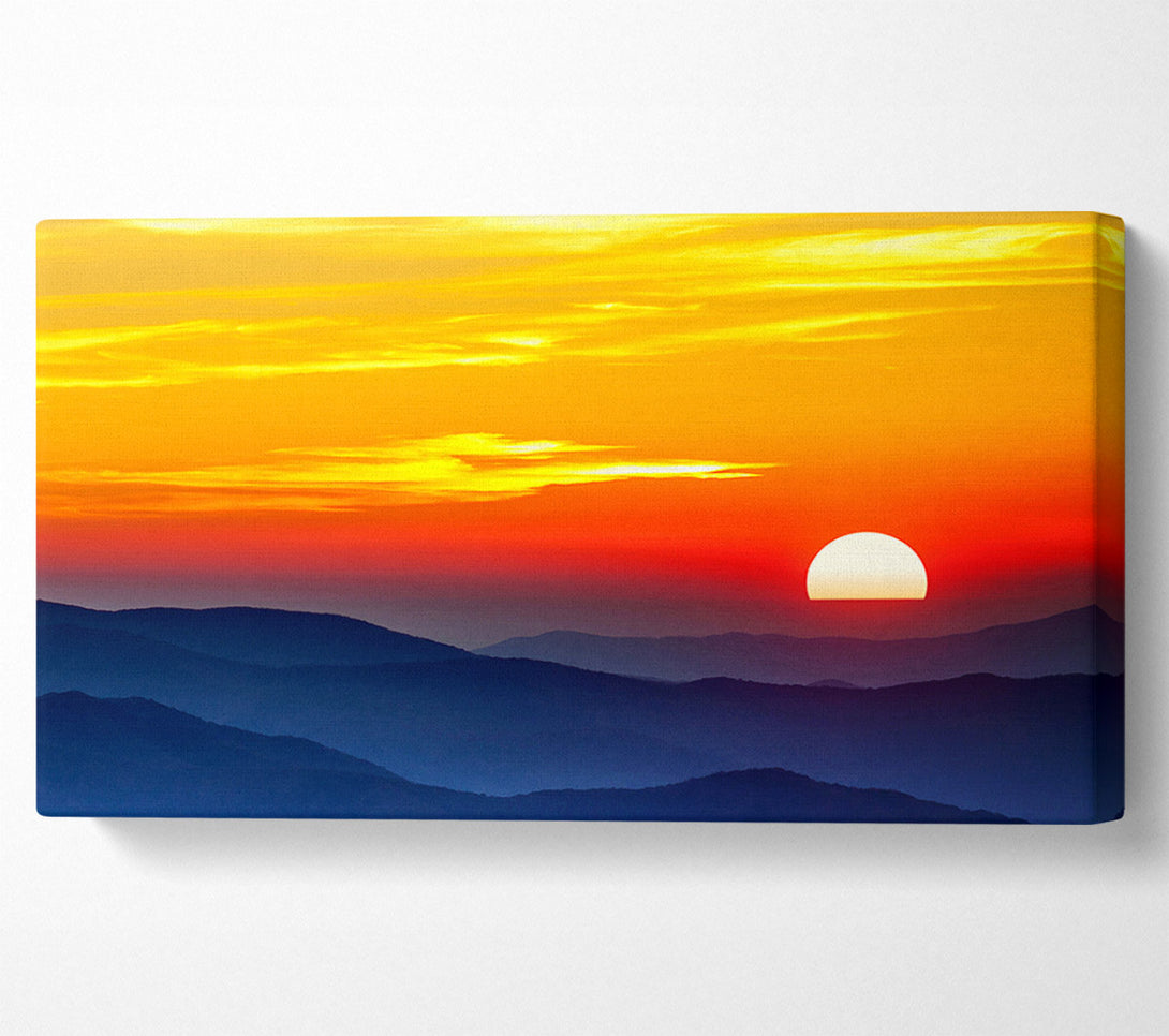  A Canvas Print of Blue Misty Mountain Sun 1 Canvas Print