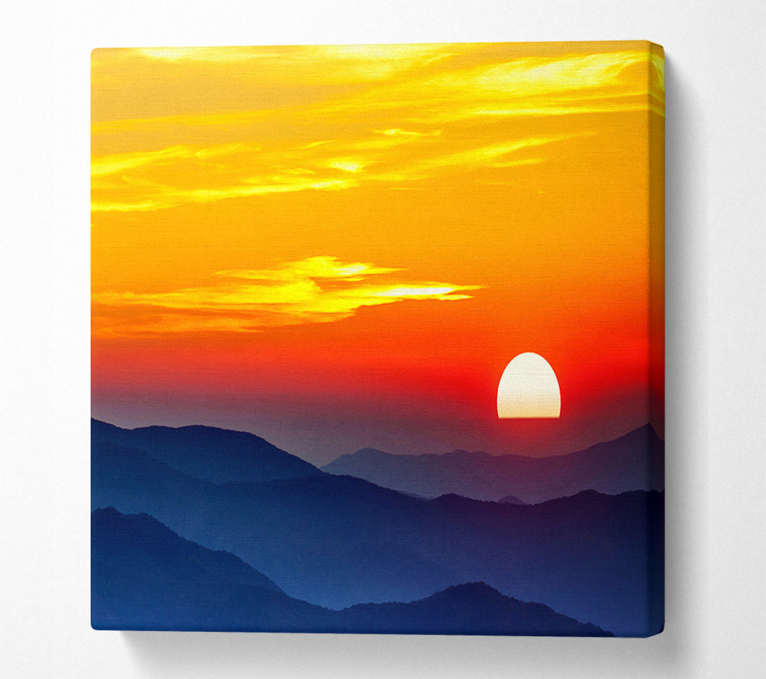  A Canvas Print of Blue Misty Mountain Sun 1 Canvas Print