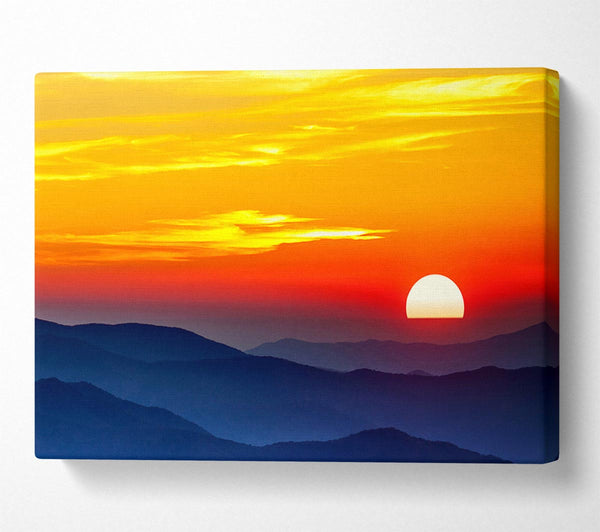  A Canvas Print of Blue Misty Mountain Sun 1 Canvas Print