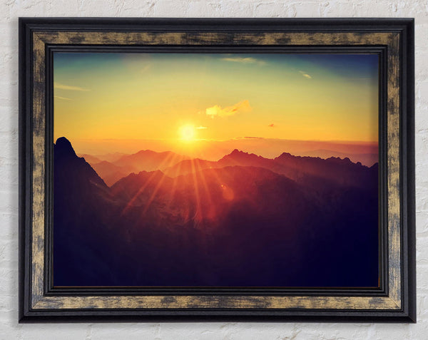 Sunrays Over The Mountains 2 Framed Print