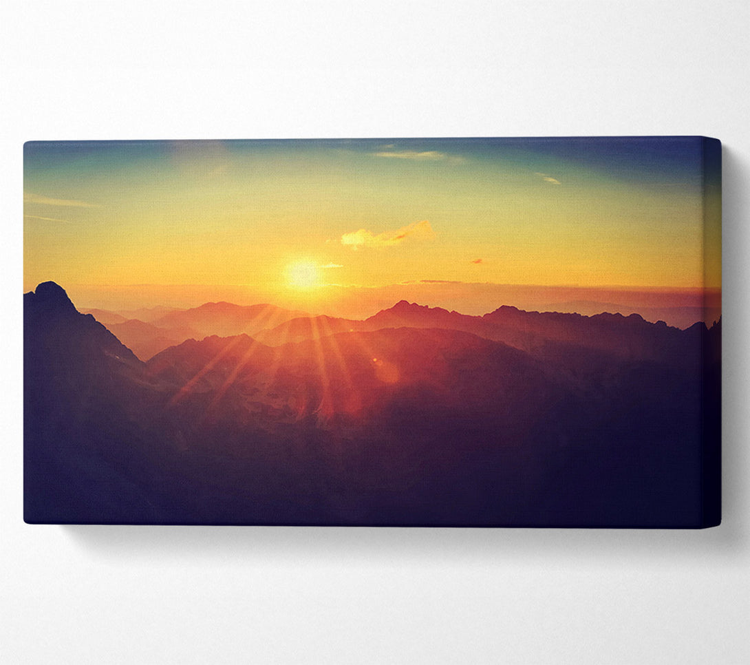  A Canvas Print of Sunrays Over The Mountains 2 Canvas Art