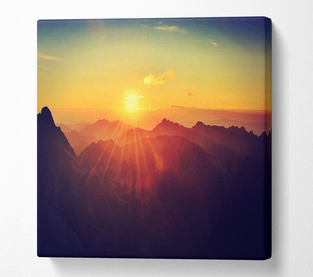  A Canvas Print of Sunrays Over The Mountains 2 Canvas Art