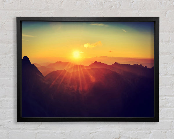 Sunrays Over The Mountains 2 Framed Print