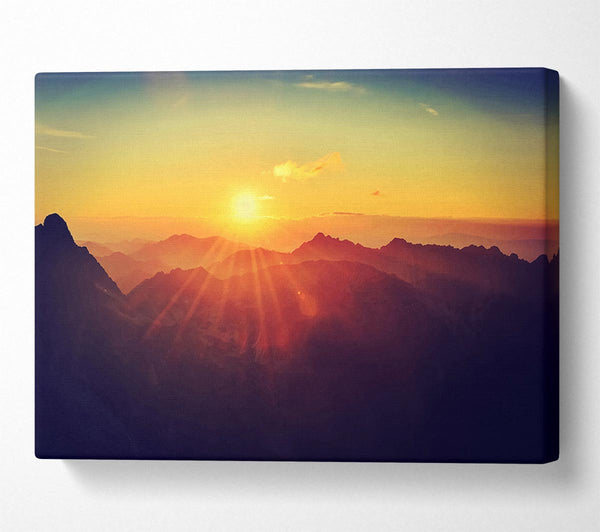  A Canvas Print of Sunrays Over The Mountains 2 Canvas Art
