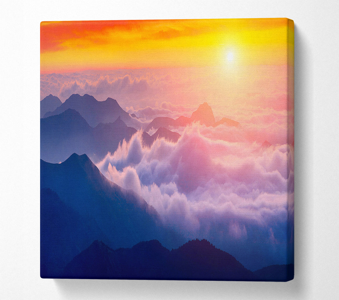  A Canvas Print of Sun Above The Mountain Clouds Canvas Art