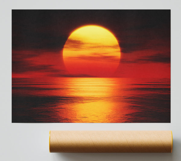Red Fire Sky Reflections Poster