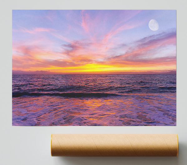 Purple Sun Glow Moon Print