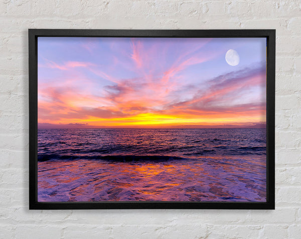 Purple Sun Glow Moon Framed Print