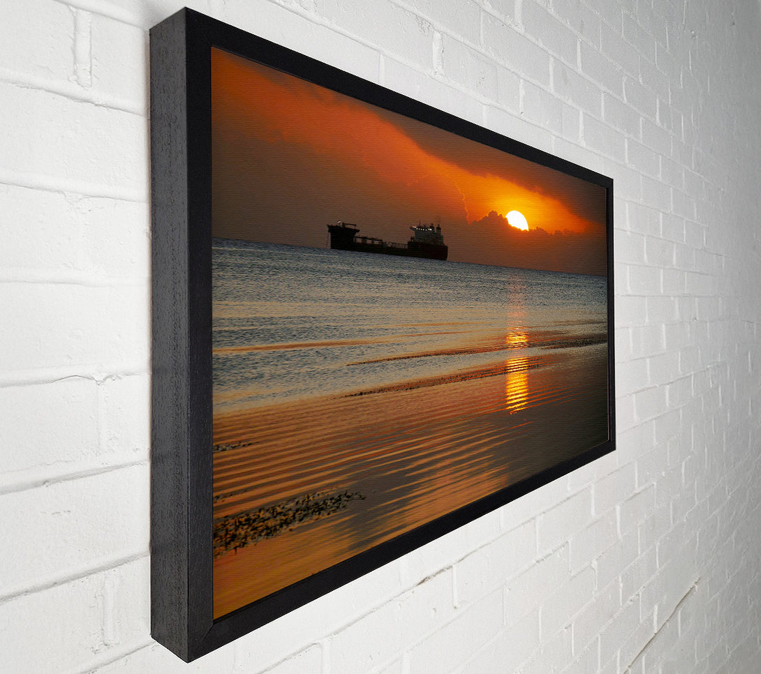  A Canvas Print of Ocean Ship Sun Glow Canvas Print