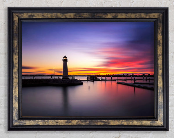 Peaceful Lighthouse Skies Framed Print