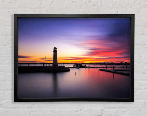 Peaceful Lighthouse Skies Framed Print