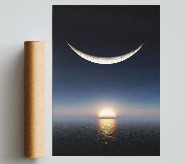 The Edge Of The Ocean Moon Poster